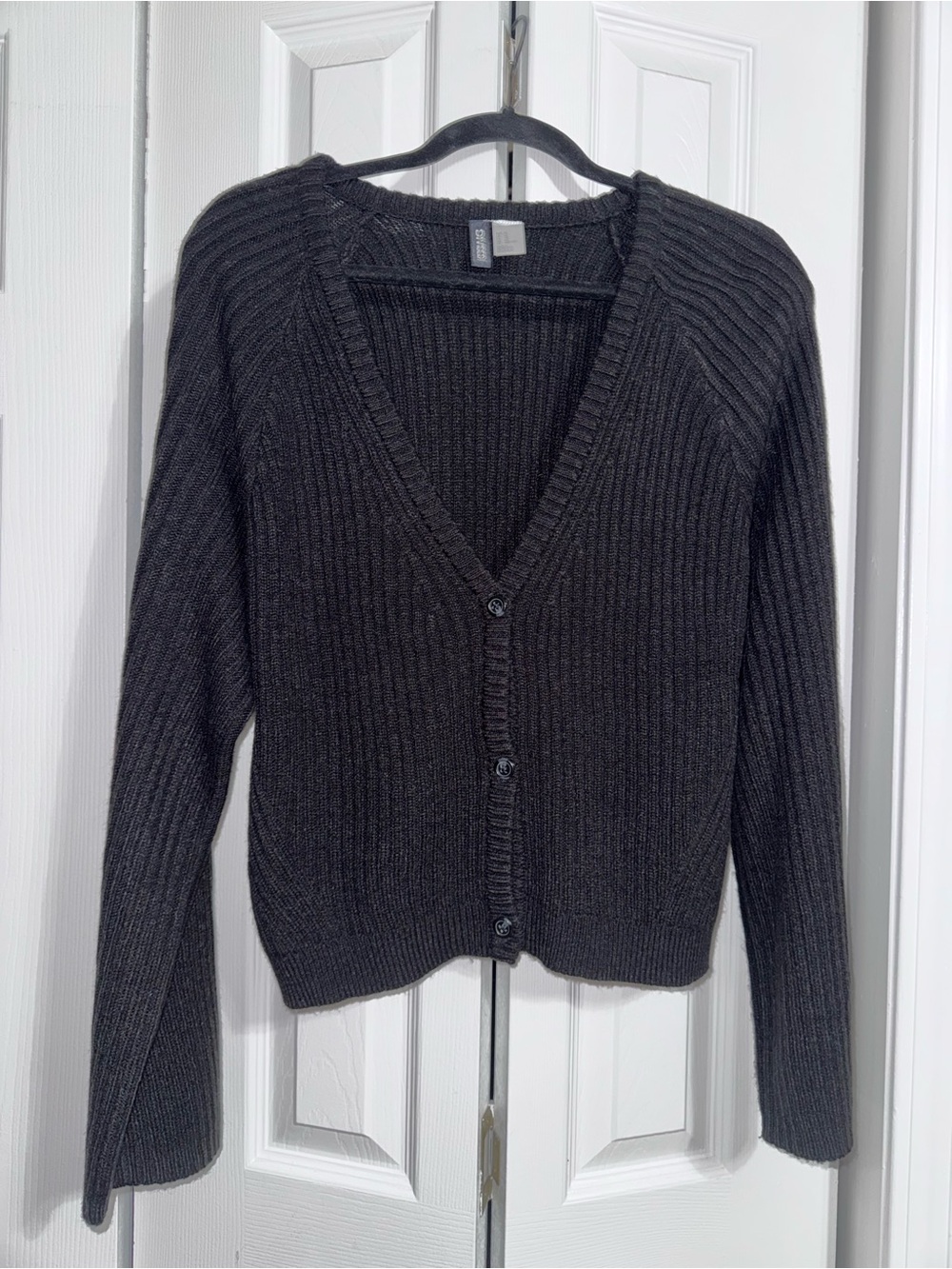 H&M Black V-Neck Ribbed Cardigan
